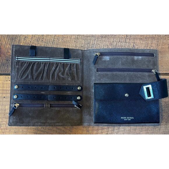 Henri Bendel West 57th Jewelry Book Black Leather Brown Suede - Picture 8 of 10